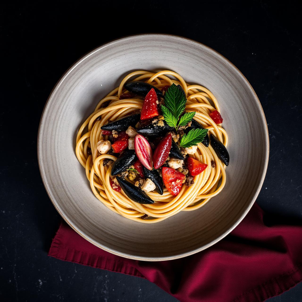 Handrullad pasta serveras på Krog Arthur